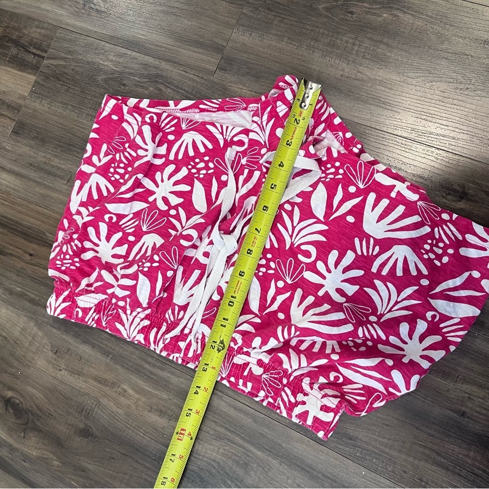 Hot Pink Tropical Drawstring Shorts - Picture 4 of 5